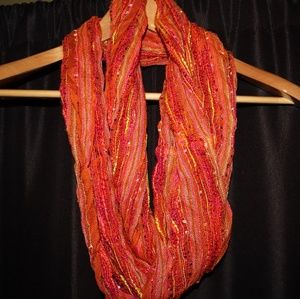 Orange and pink infinity scarf